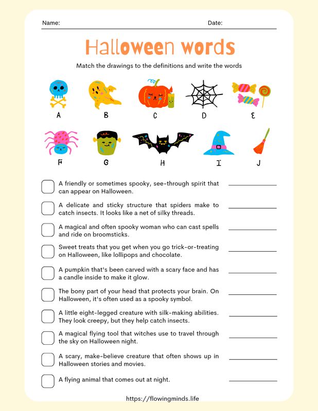 Halloween vocabulary activity