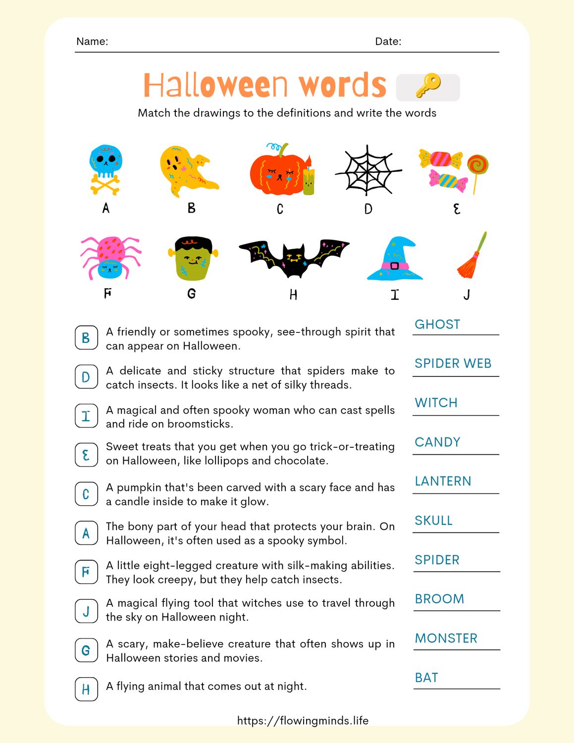 Halloween vocabulary activity
