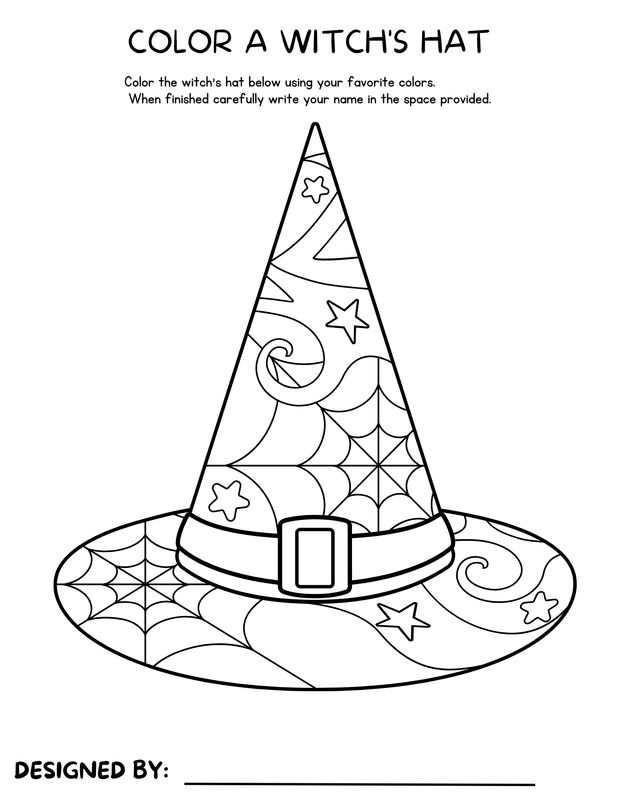 Color a witch hat activity
