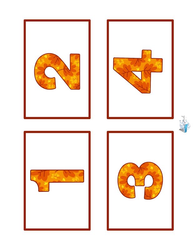 Fall theme number and number word matching card game