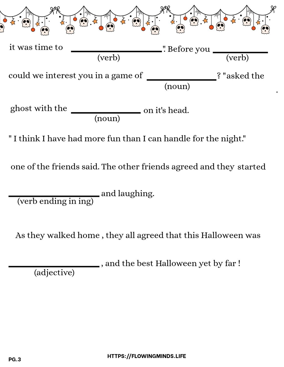 Halloween mad lib activity