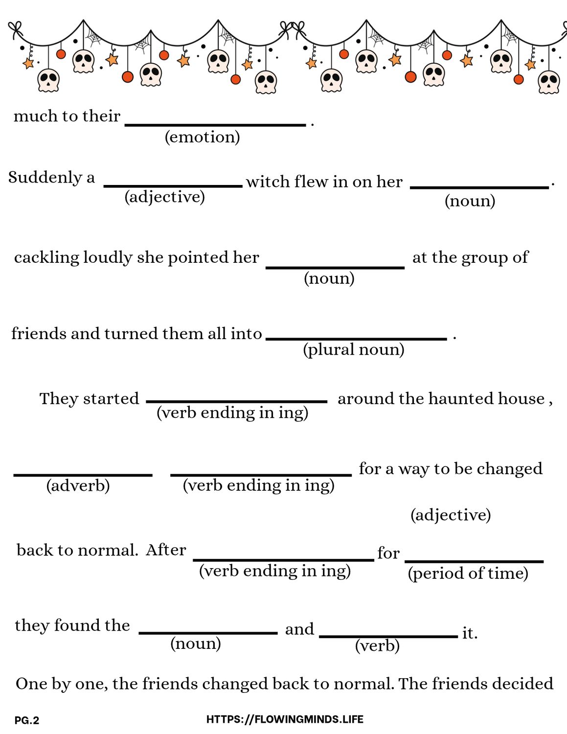 Halloween mad lib activity