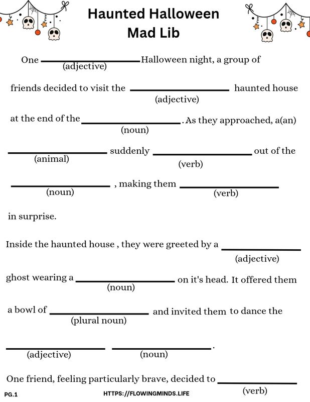 Halloween mad lib activity