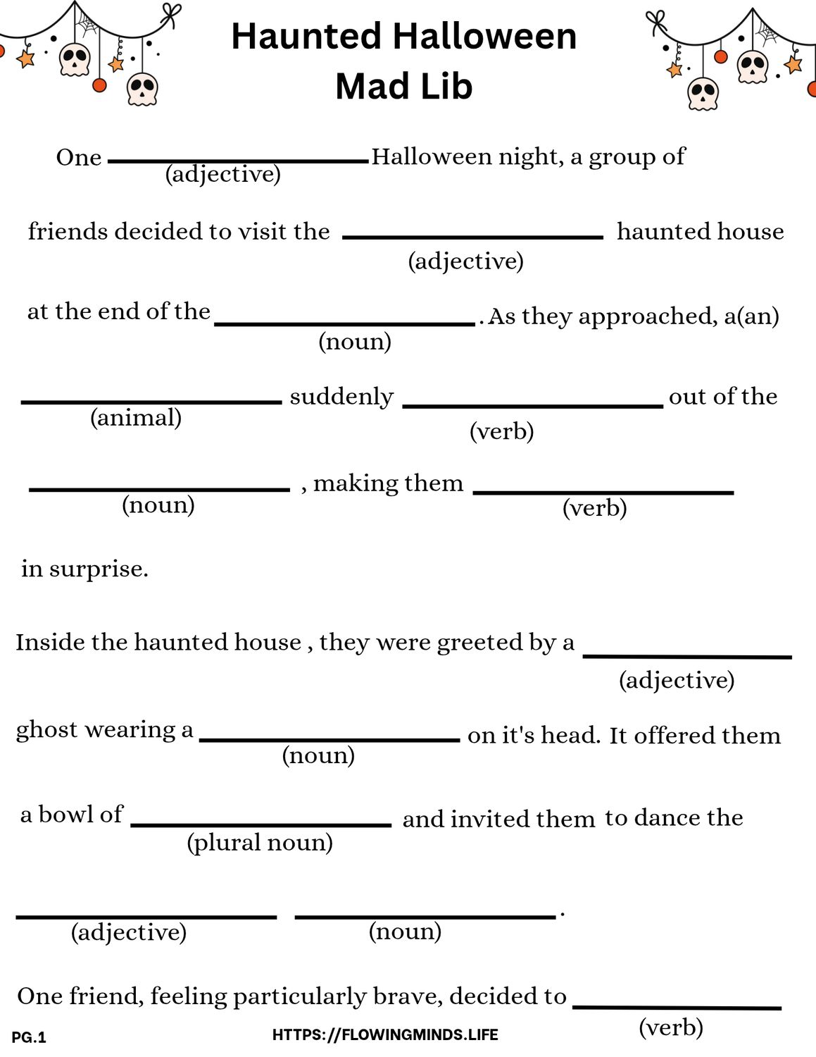 Halloween mad lib activity