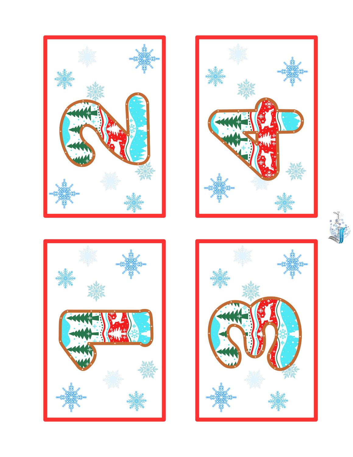 Winter numbers matching card game