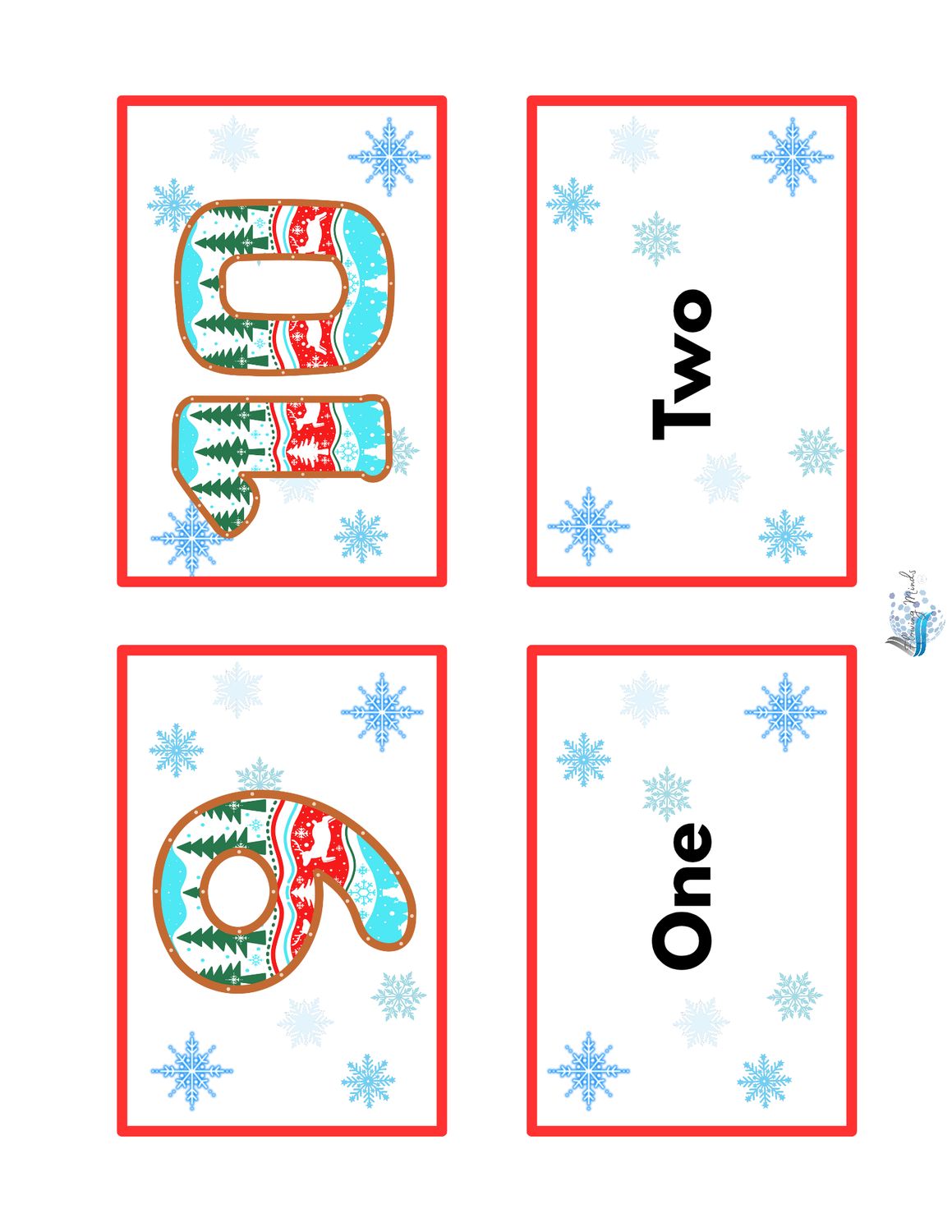 Winter numbers matching card game