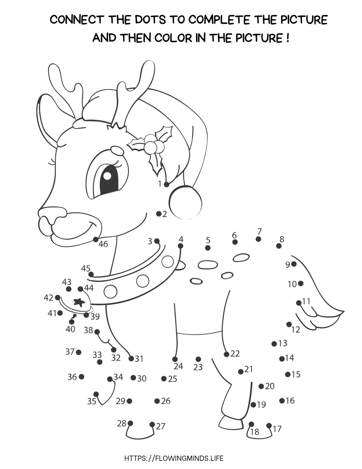 Reindeer connect the dots activity 