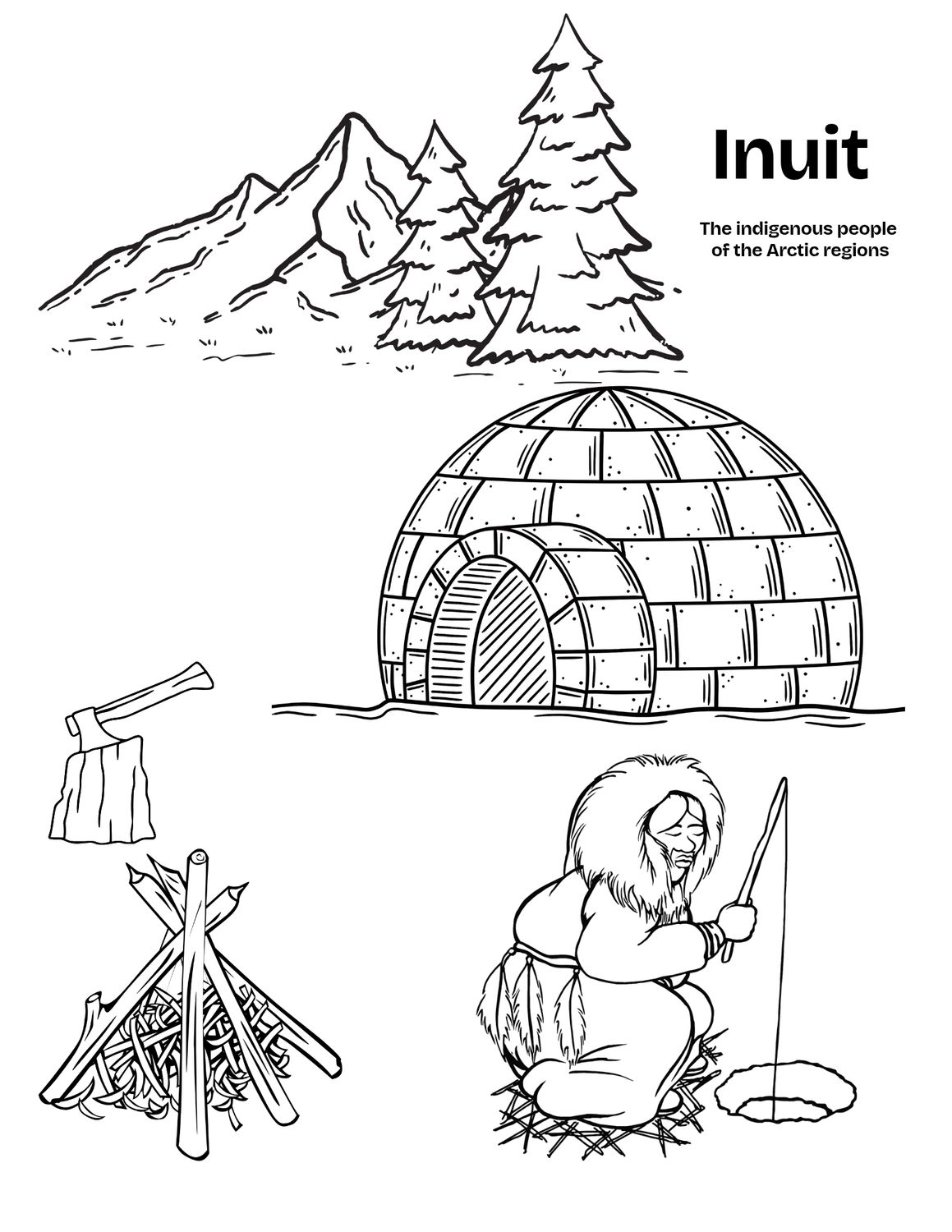 Inuit: the indigenous people of the Arctic regions coloring page
