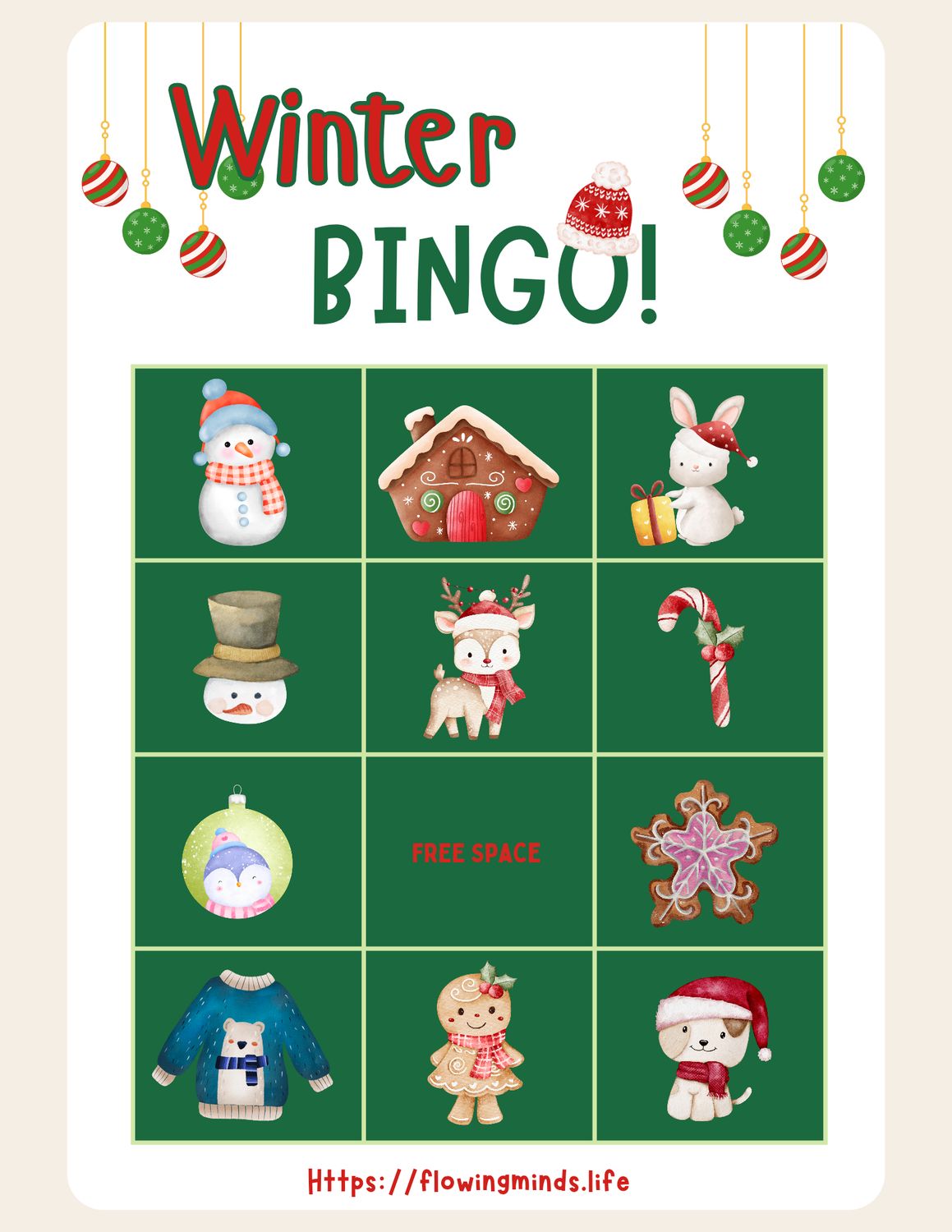 Winter themed Bingo game