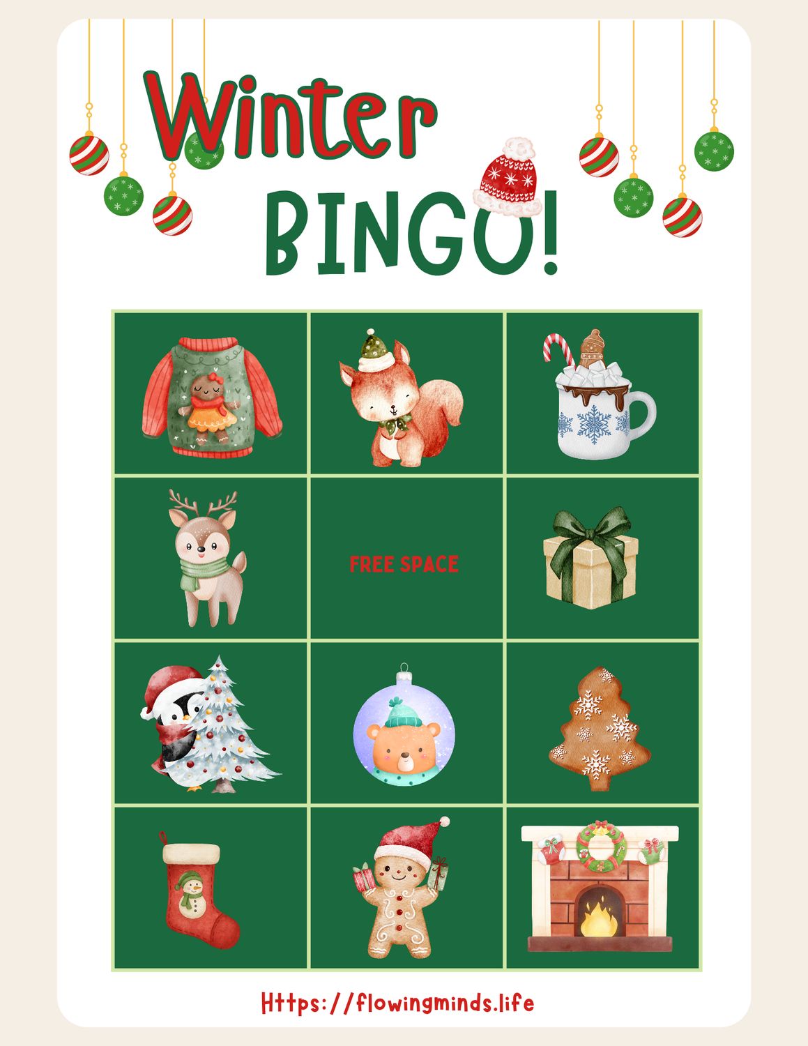Winter themed Bingo game