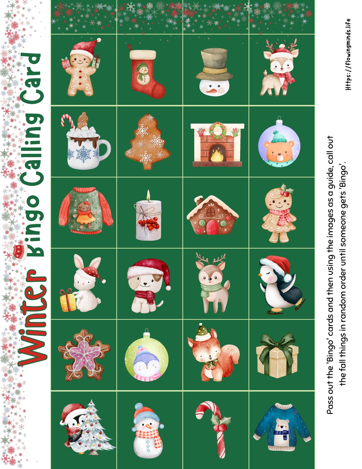 Winter themed Bingo game