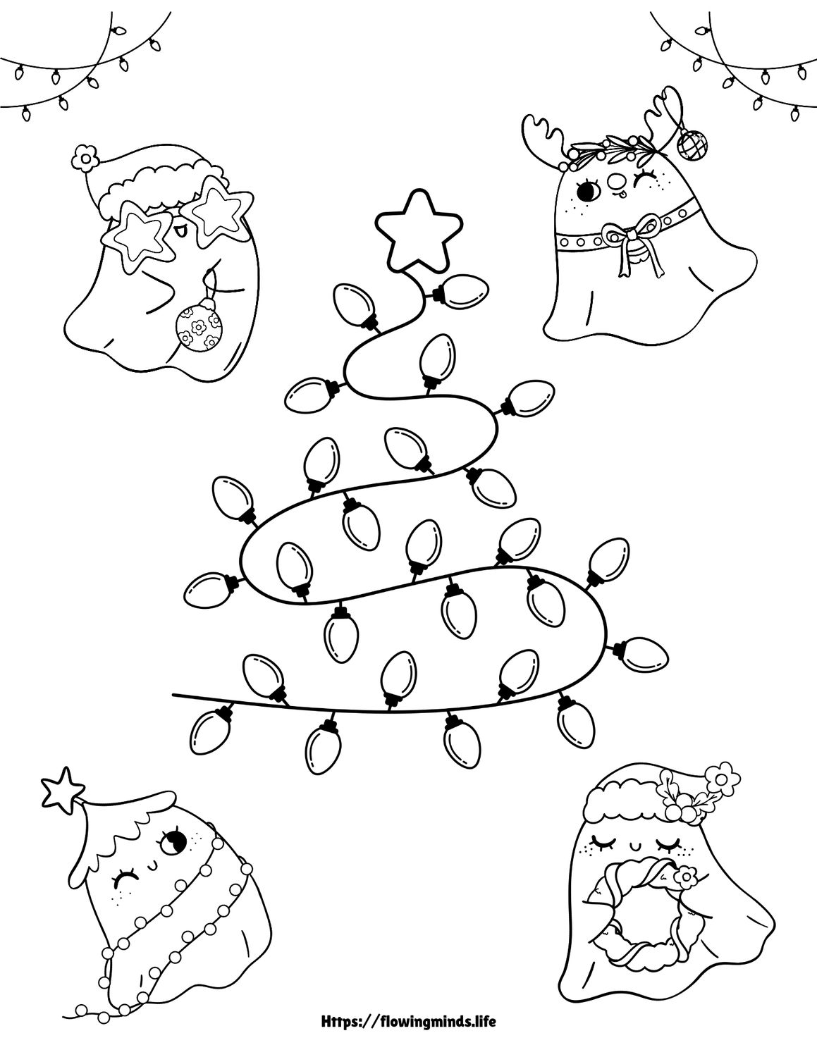 Ghosts of Christmas coloring page