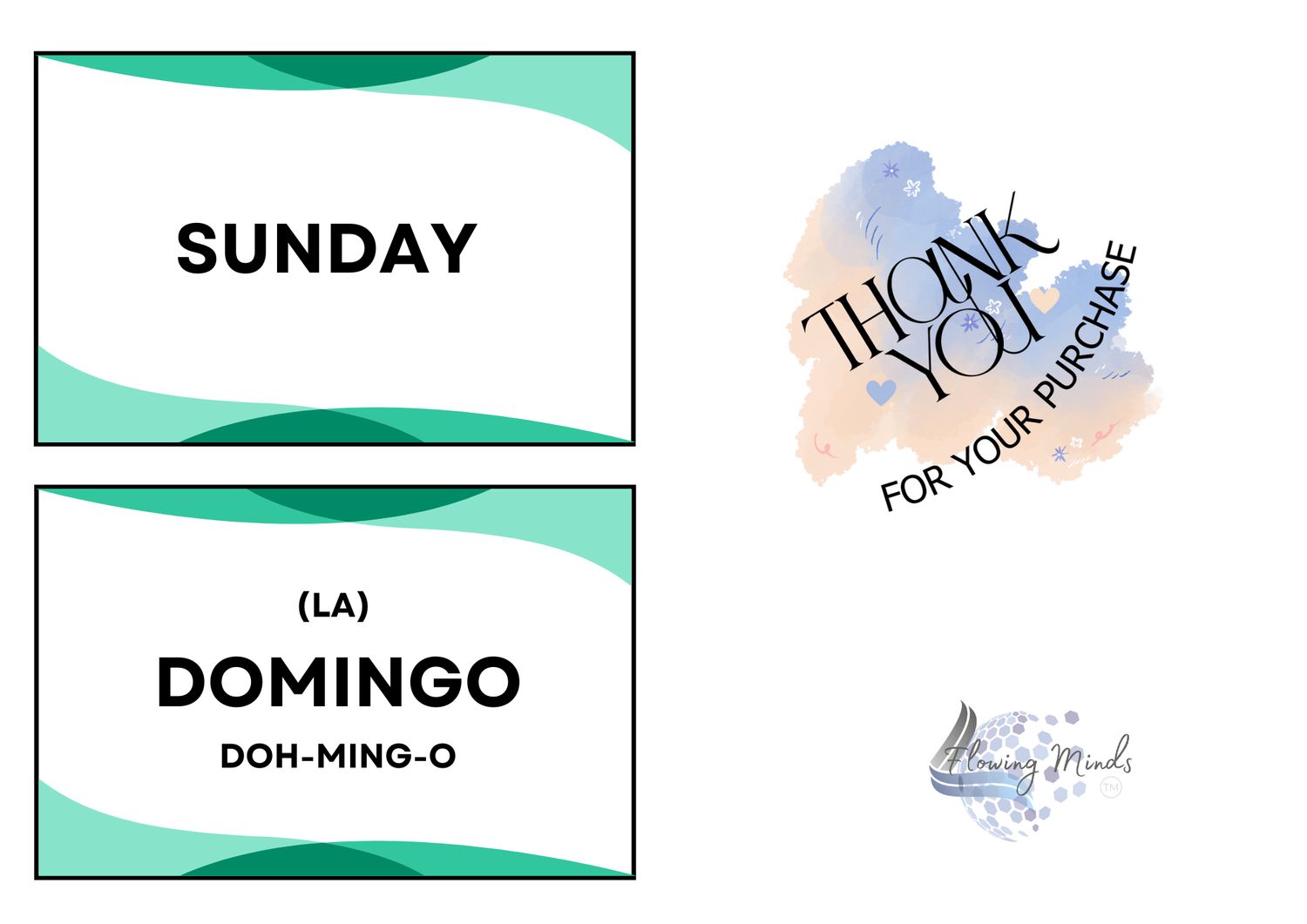 Spanish/English Days of the week matching cards activity