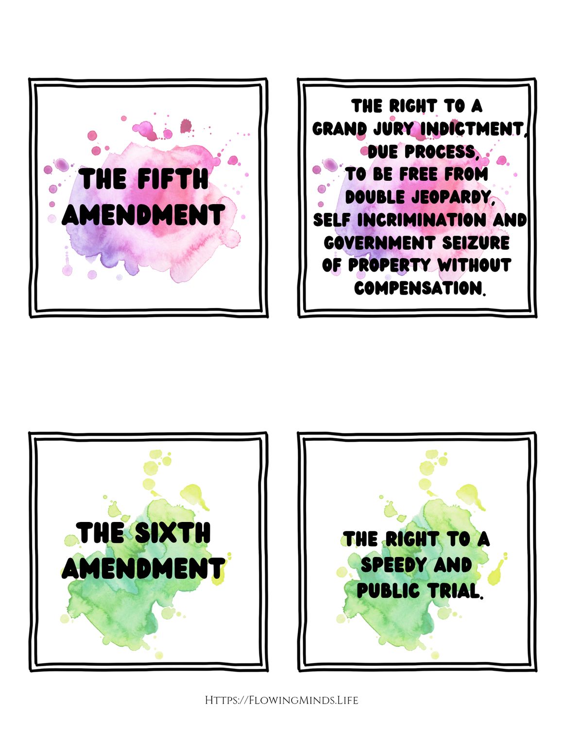 The First Ten Amendments Matching Card Activity