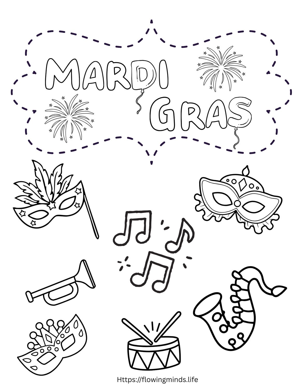 Mardi gras coloring page