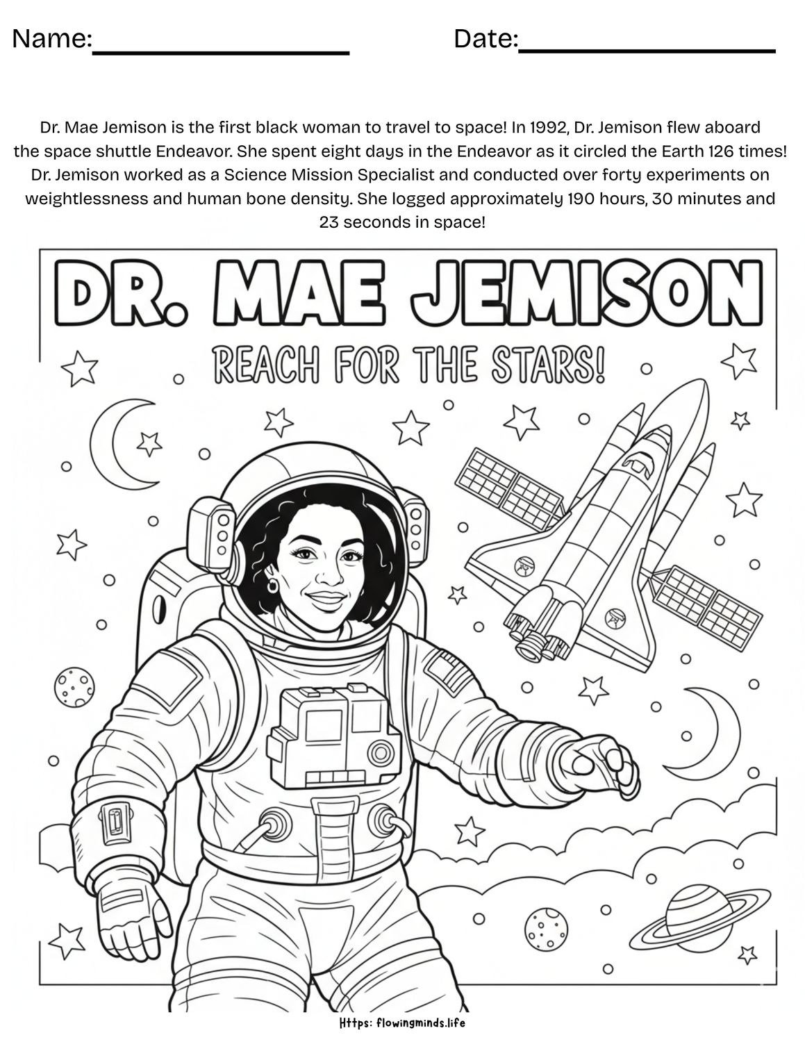 Dr. Mae Jemison coloring page