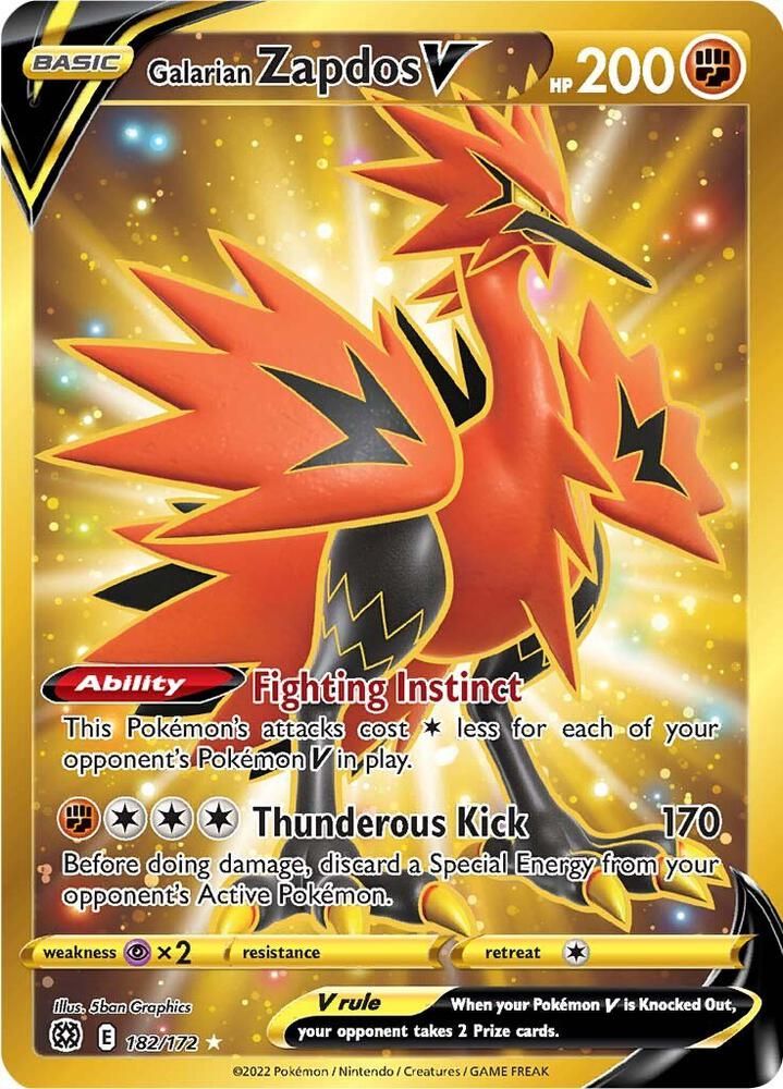 Galarian Zapdos V 182/172 (Secret) - SWSH09: Brilliant Stars (SWSH09)