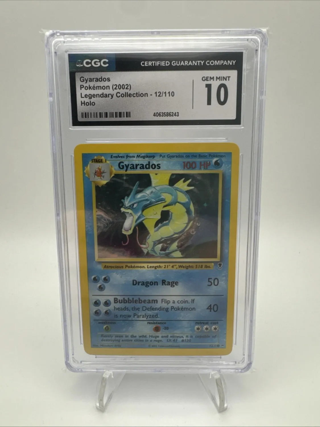 Pokémon 2002 CGC 10 Gyarados #12/110 Legendary Collection