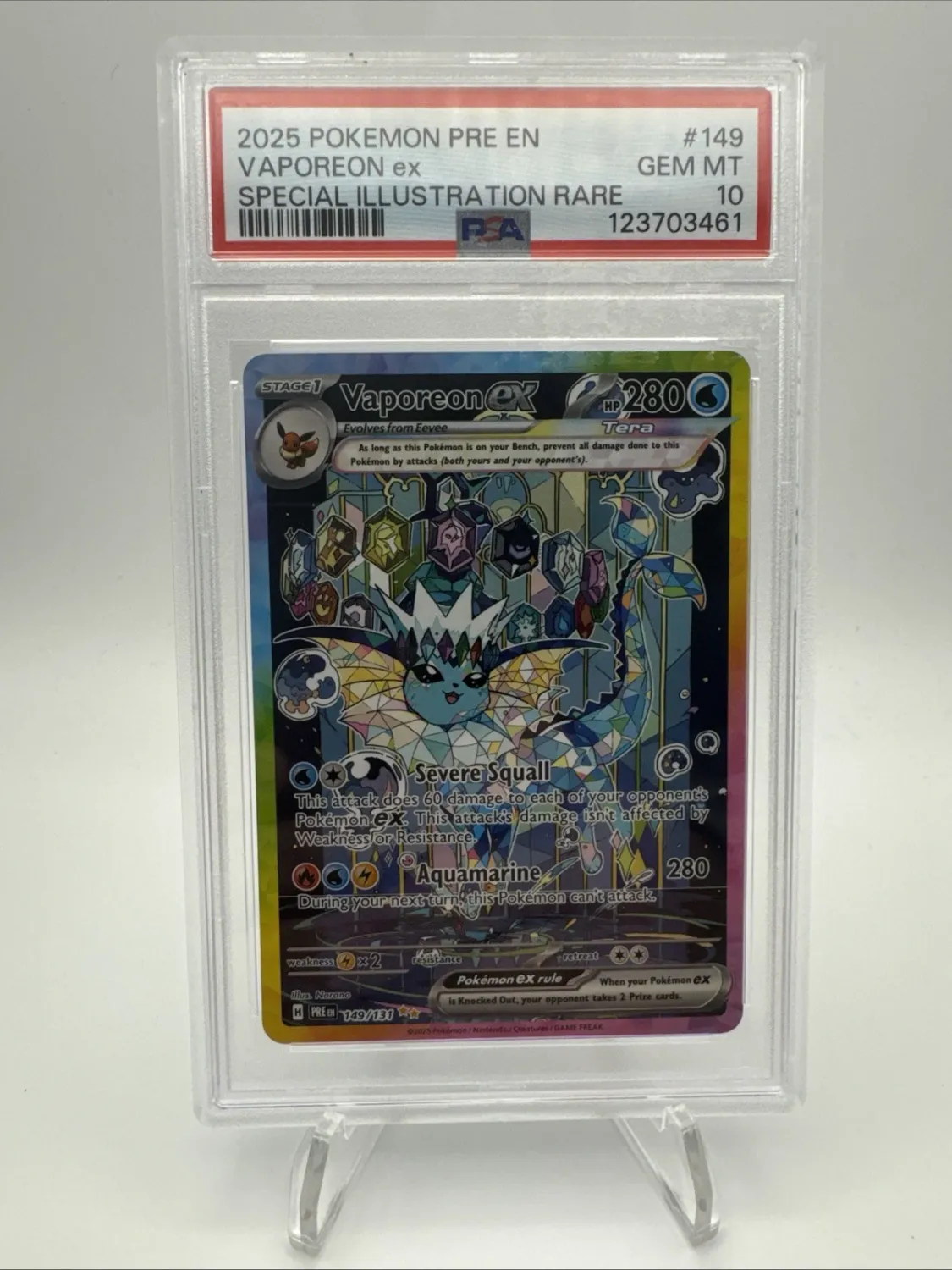 Pokémon TCG Prismatic Evolutions Vaporeon EX Sir 149/131 PSA 10