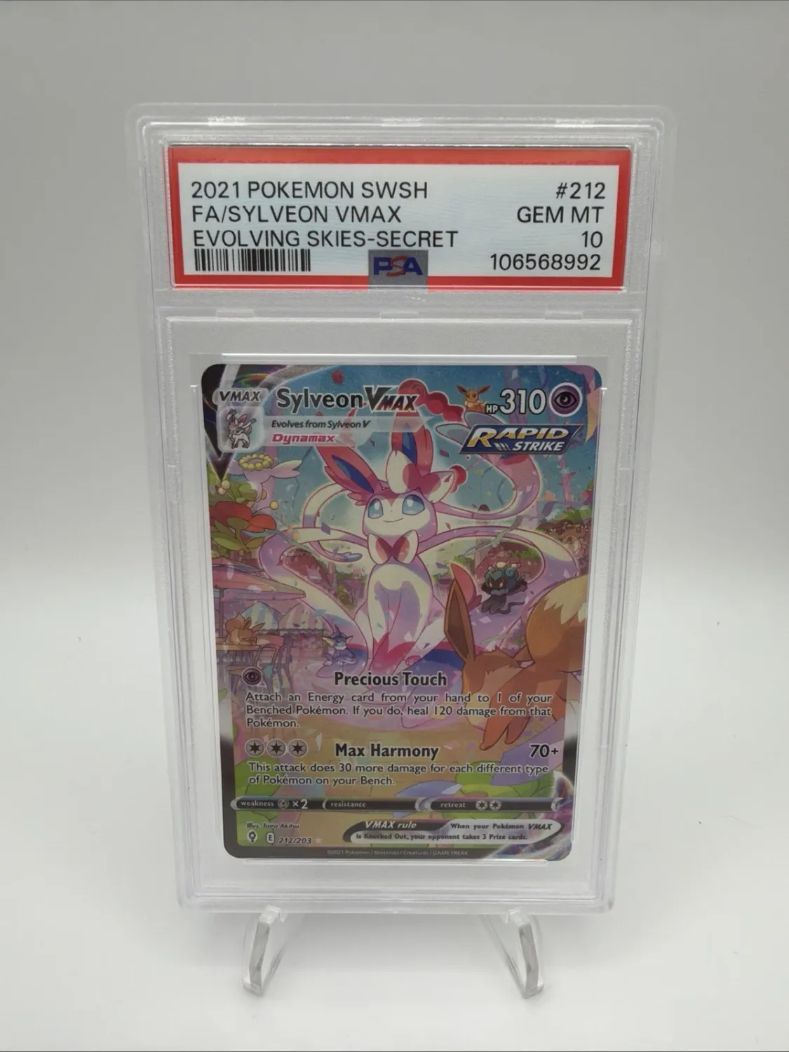Pokémon Evolving Skies Sylveon VMAX 212/203 PSA 10 Alternative Art Secret Rare