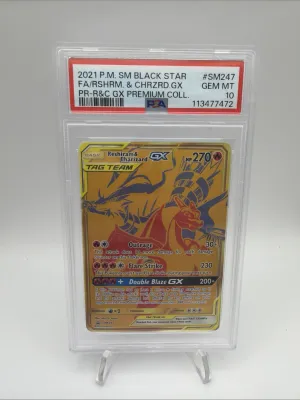 Pokémon TCG Reshiram &amp; Charizard GX SM247 Holo Card PSA 10