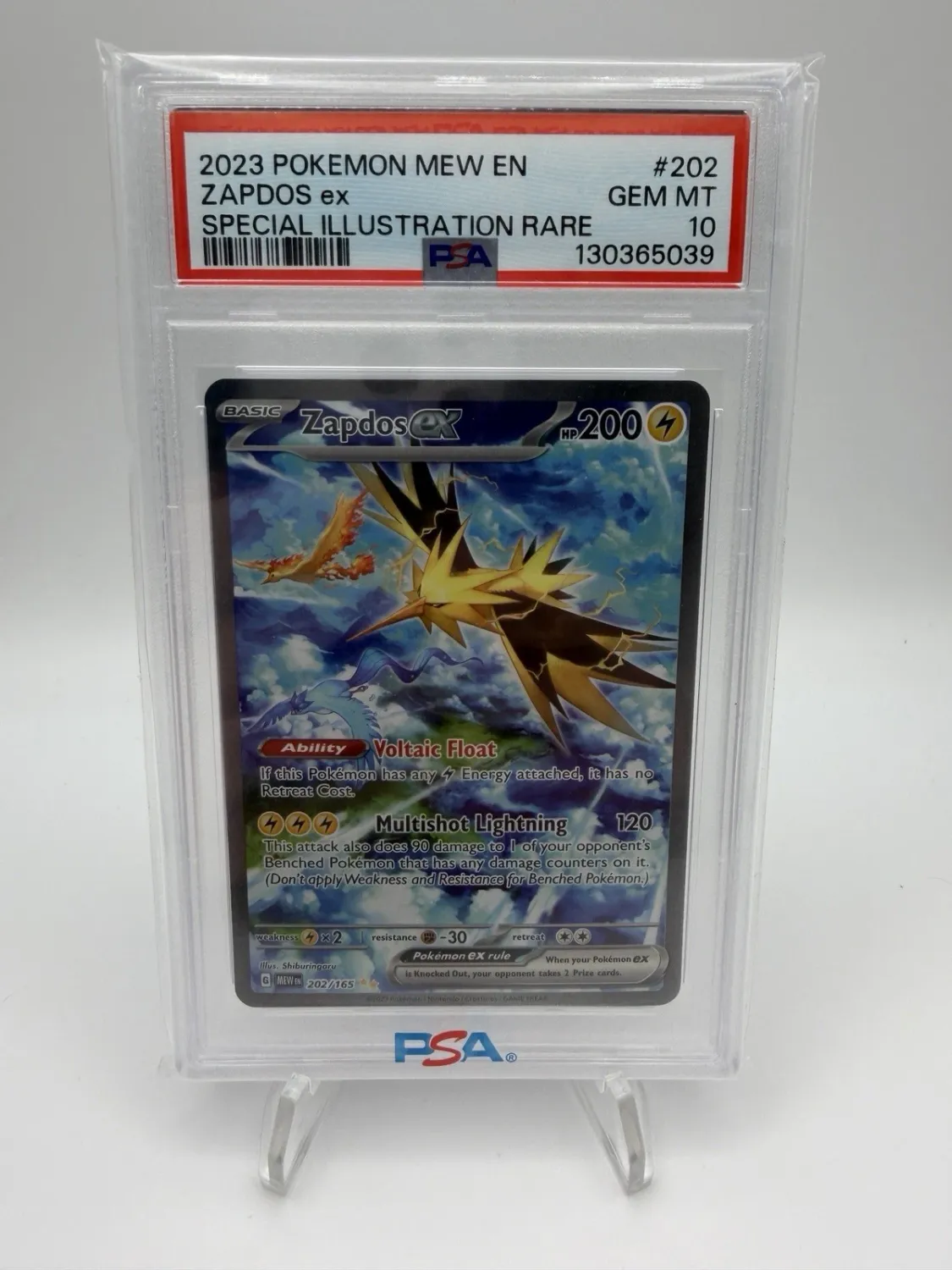 Zapdos EX 202/165 Sir Holo Scarlet &amp; Violet 151 Pokémon TCG PSA 10
