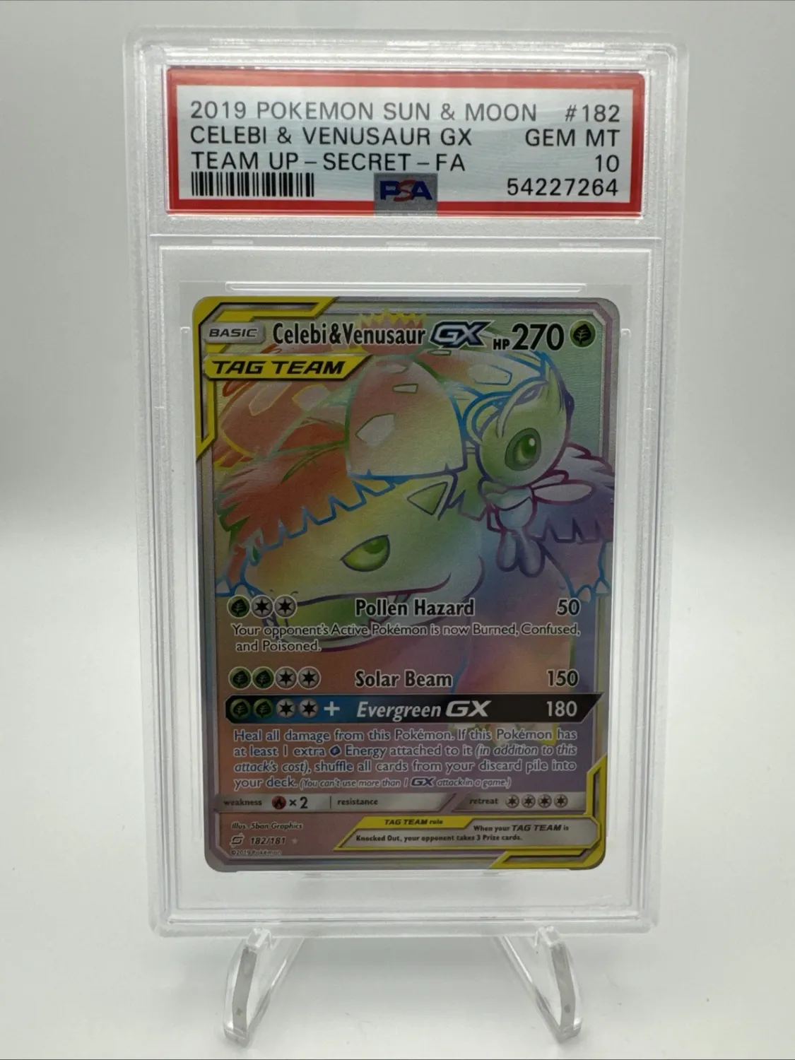 Celebi &amp; Venusaur GX (Secret) 182/181 Sm-Team Up Holo