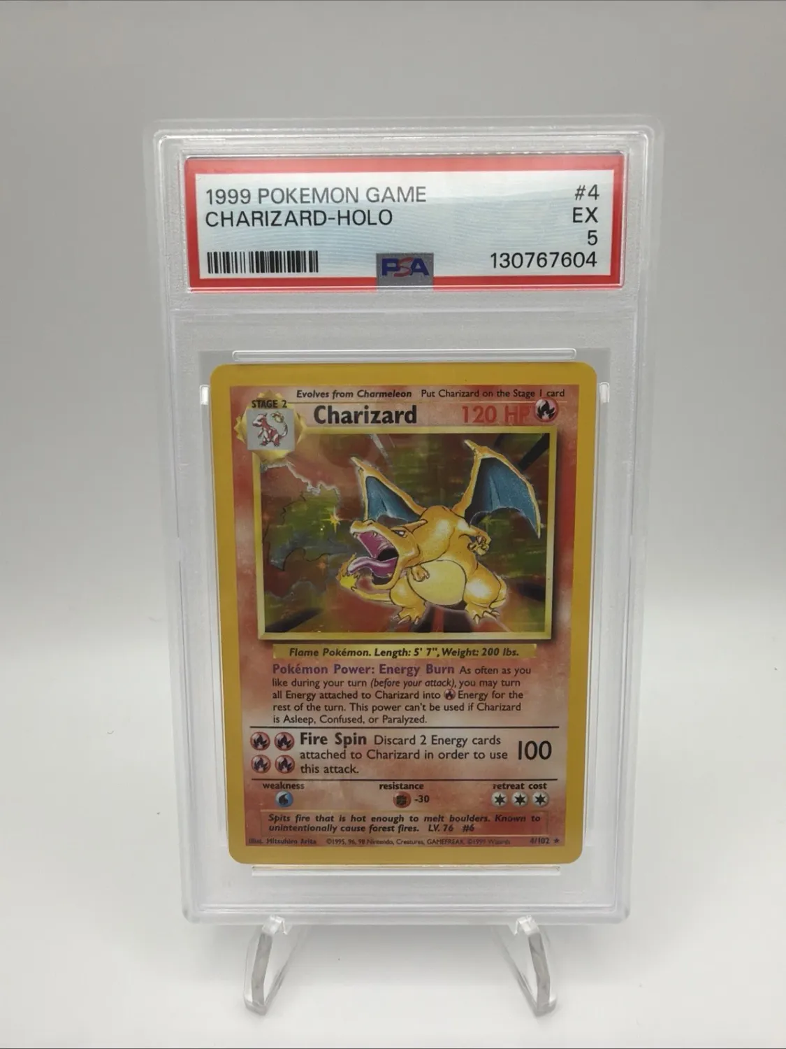 Pokémon TCG Charizard Holo Rare Card Base Set, PSA 5, 4/102