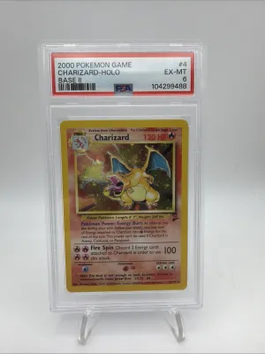 Pokémon Base Set 2 Charizard Holo Rare Card 4/102 PSA 6 EX-MT