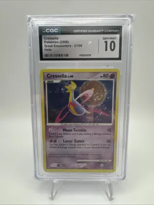 Pokemon 2008 Great Encounters Cresselia Holo Swirl Card 2/106 CGC 10 Gem Mint
