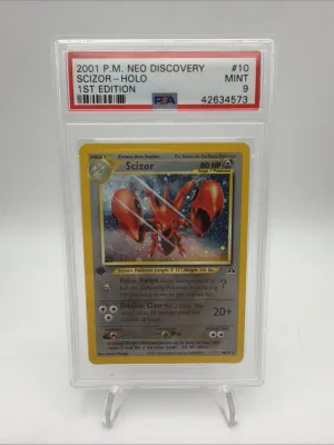 P.M. Neo Discovery Scizor-Holo Card PSA 9 10/75 1st Edition