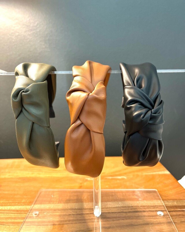 Faux Leather Top Knot Headband
