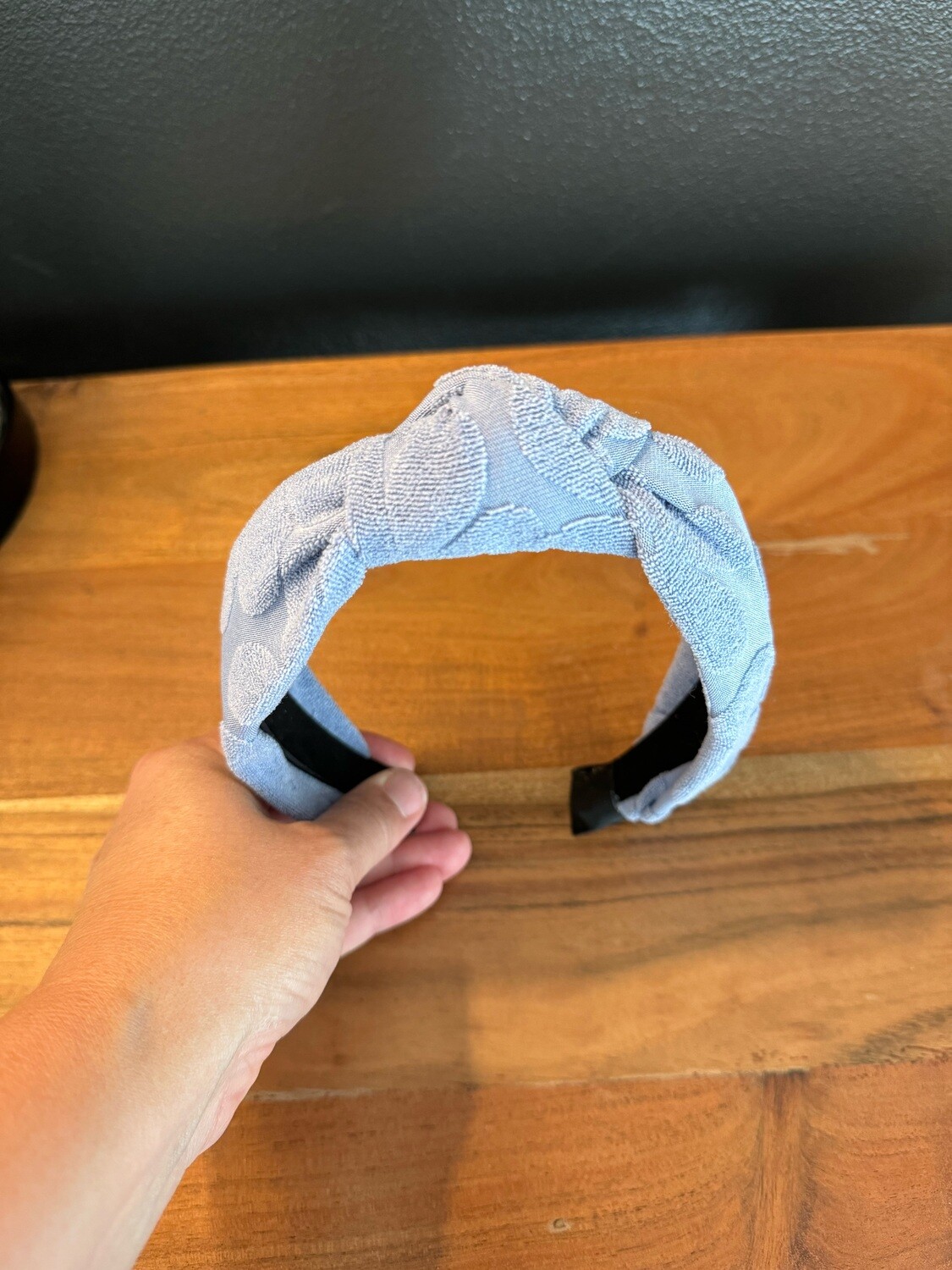 Blue Terry Cloth Top Knot Headband