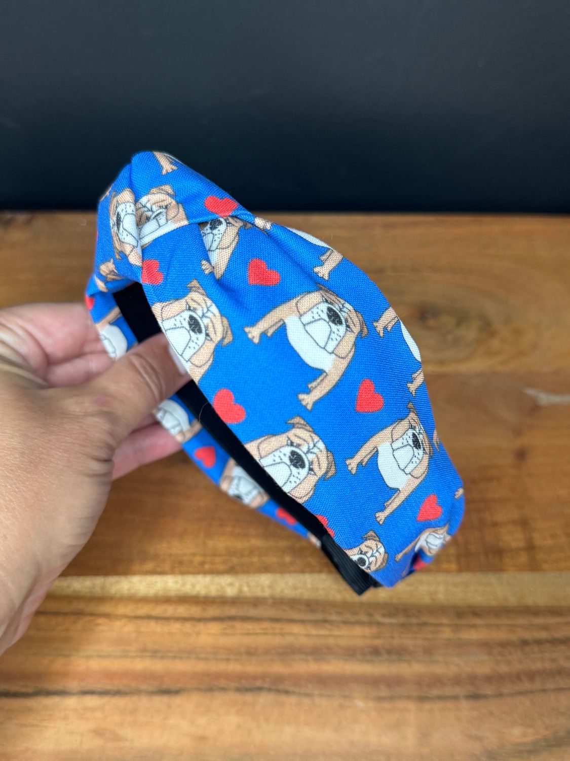 Mission Trail Elementary Bull Dog Heart Top Knot Headband