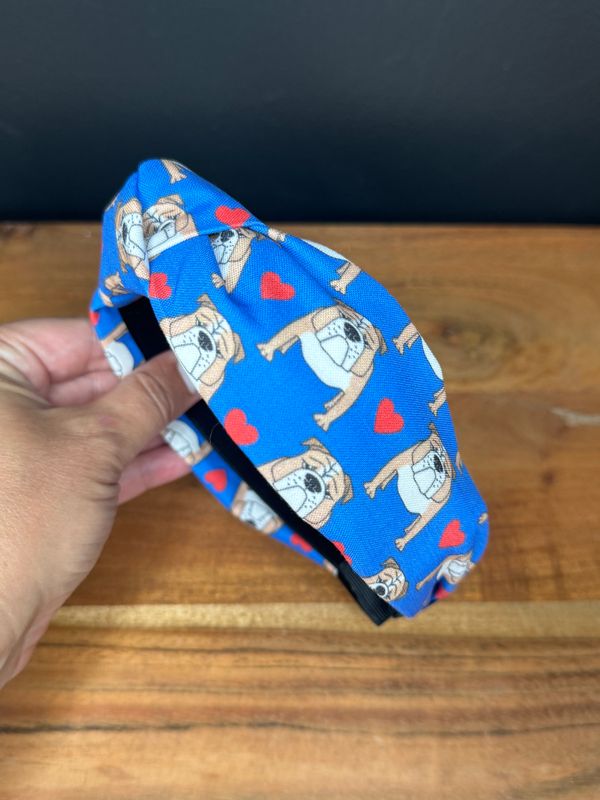 Mission Trail Elementary Bull Dog Heart Top Knot Headband