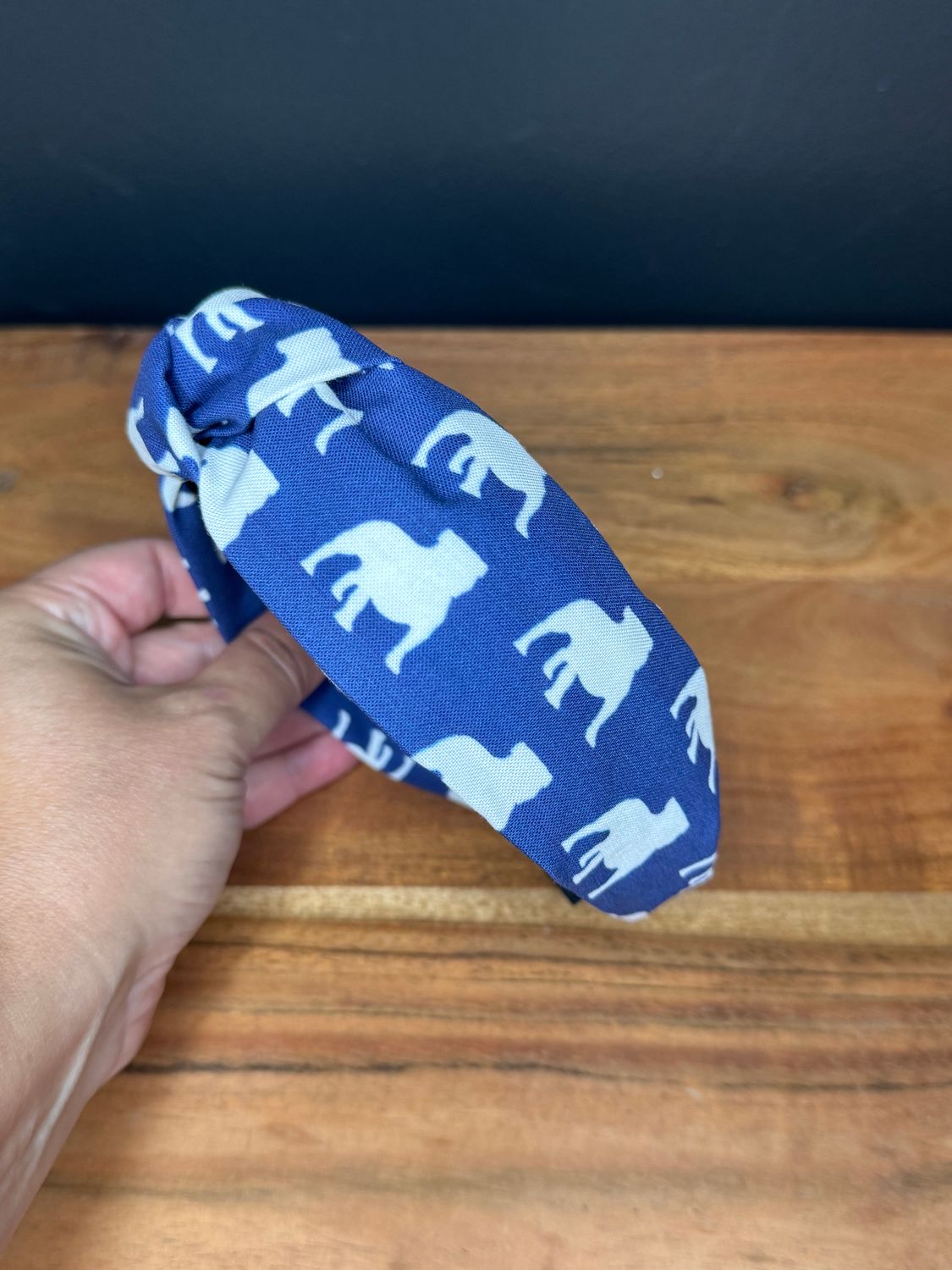 Mission Trail Elementary navy top knot headband