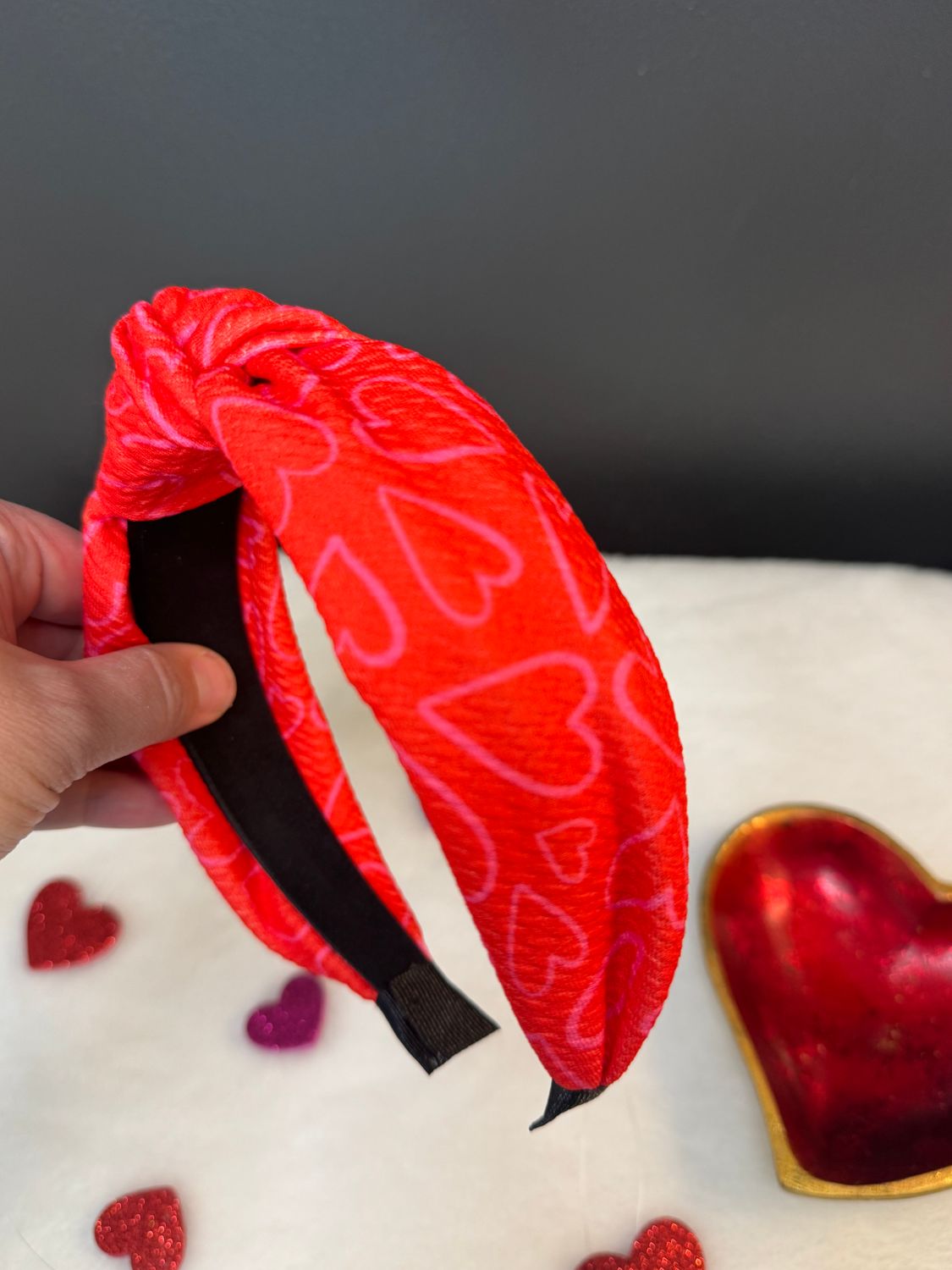 Red Heart Top Knot Headband
