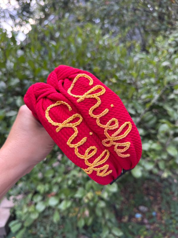 Red Chiefs Cursive Headband