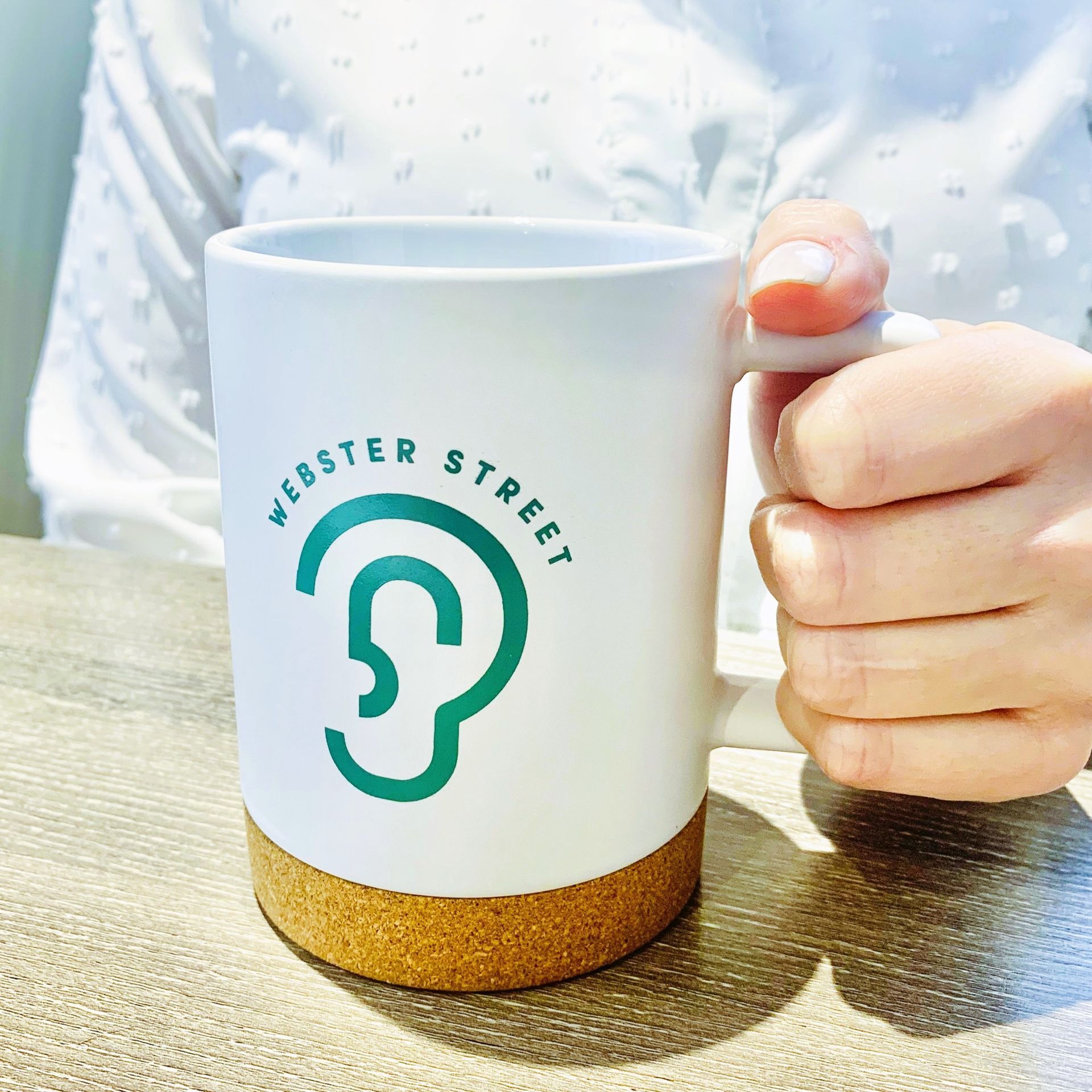 Cork base ceramic mug