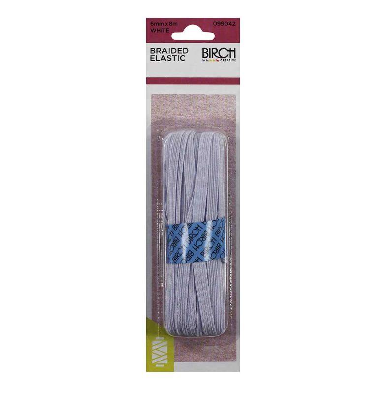 Elastic Braided Hank 6mm x 8mt White