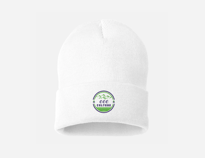 Black or White Embroidered Logo Cuffed Beanie