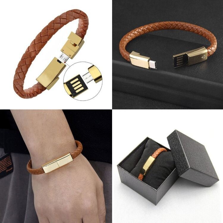 Portable Bracelet USB Fast Charger for iPhone Android USB C Micro USB Lightning