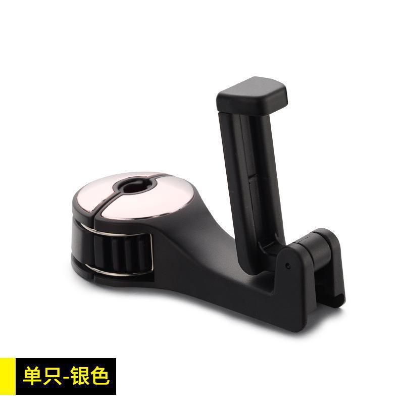 Car Hook Multifunctional Car Creative Rear Headrest Hook Car Lock Type Mobile Phone Support Frame Universal, Color: Silver single pack, Style: Default