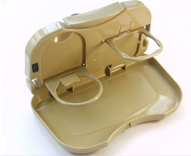 Seat Back Car Cup Holder Car Beverage Tray Folding Car Dinner Plate, Color: Beige
