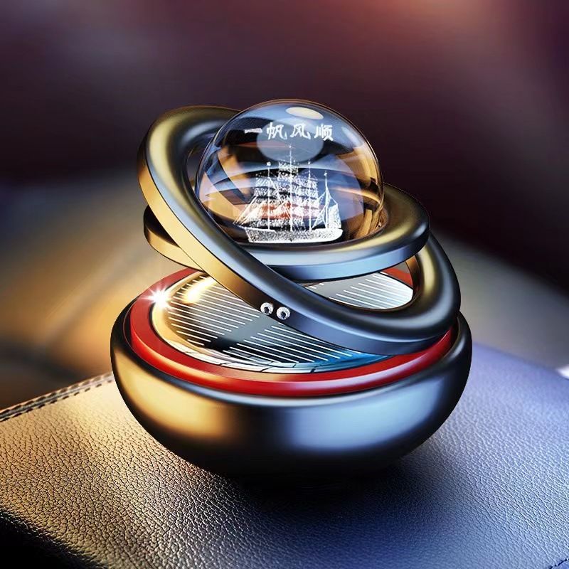 Solar Rotating Car Supplies Ornament Perfume Balm Aromatherapy, Color Classification: Black smooth sailing [with 1 piece of aromatherapy]