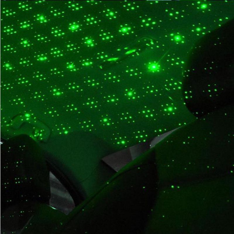 Cross-border Special For Roof Star Atmosphere Light Romantic USB Night Atmosphere Light Car Home Projector Galaxy Light, Light color: Green