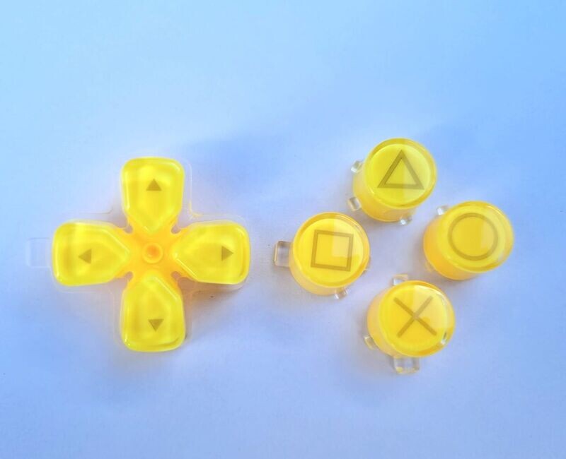 Custom Crystal button set for PS5 - Yellow