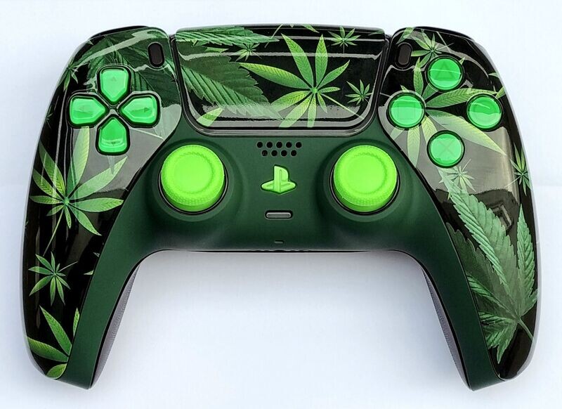 Custom PS5 Dualsense Controller - Weed / Cannabis Leaves Design