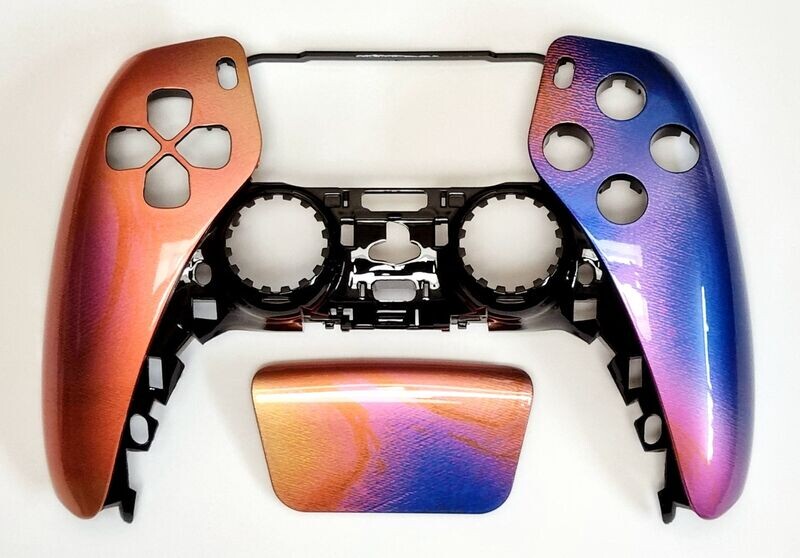 Custom PS5 Front Shell & Touchpad - Red, Purple & Yellow Swirl