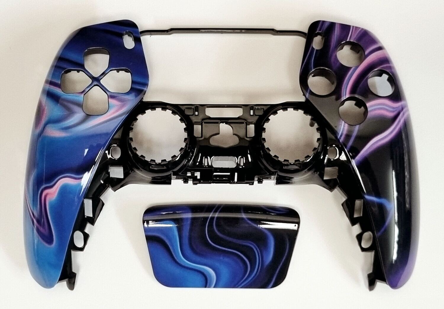 Custom PS5 Front Shell & Touchpad - Blue, Purple & Black Swirl